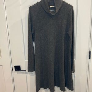 Everly Womens Charcoal Gray Long Sleeve Mock Neck Casual A Line Sweater Dress M